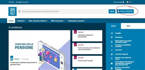 Screenshot del sito INPS con percorso per RVPA