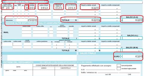 Un esempio di modulo F24