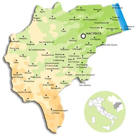 Mappa dei comuni della provincia di Macerata