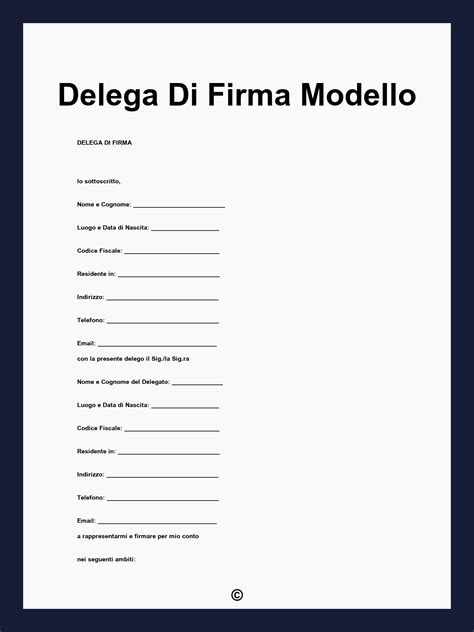 Rappresentazione grafica di una delega con firma