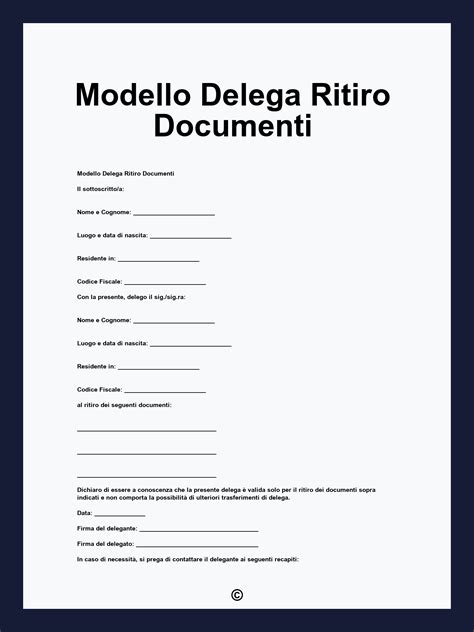Modello di delega per ritiro referti