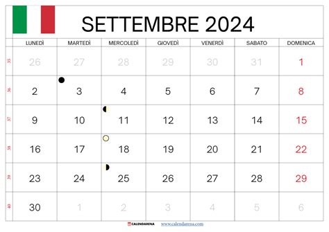 Calendario con date evidenziate: 30 settembre 2024, 1° gennaio 2025, 30 gennaio 2025
