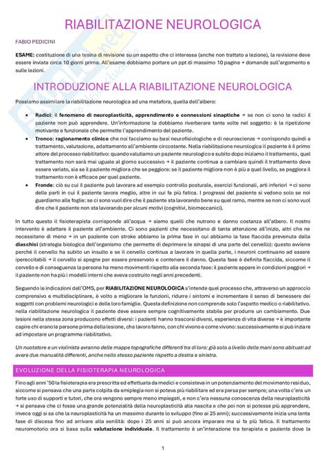 Illustrazione del percorso di riabilitazione neurologica