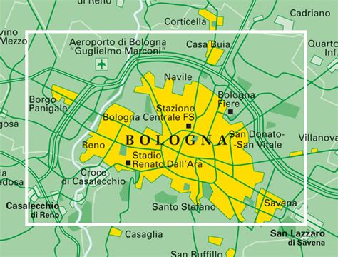 Mappa di Bologna con indicazione degli ospedali principali