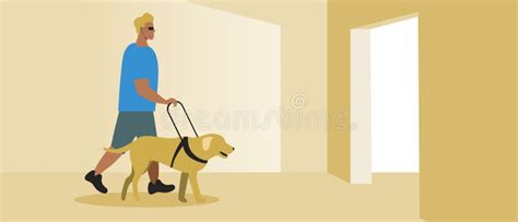 Illustrazione di un cane guida che assiste una persona non vedente