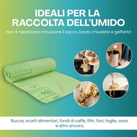 bidoncino per l'umido con sacchi compostabili