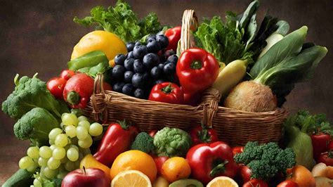 varietà di frutta e verdura fresca