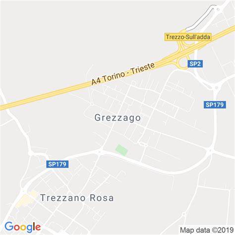 Mappa stilizzata della zona di Grezzago con evidenziate le aree di servizio