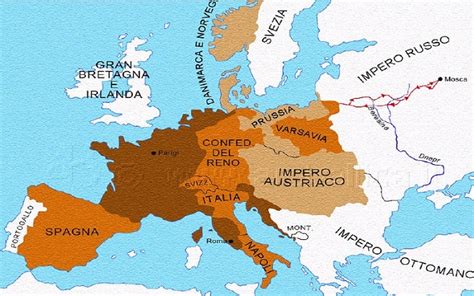 Mappa dell'Europa durante l'era napoleonica
