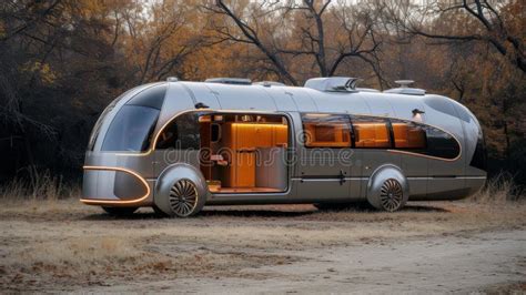 Un camper moderno parcheggiato in un paesaggio naturale
