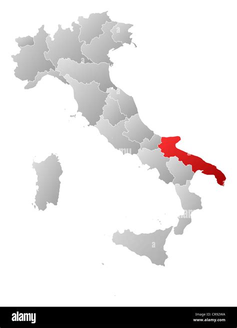 Mappa dell'Italia con evidenziata la Puglia