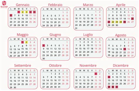 Calendario con giorni di ferie segnati