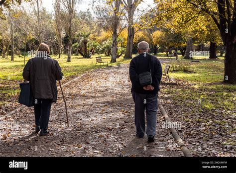 Persone anziane che camminano in un parco