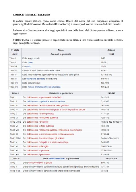 Schema che illustra la struttura del codice penale italiano, evidenziando la parte speciale