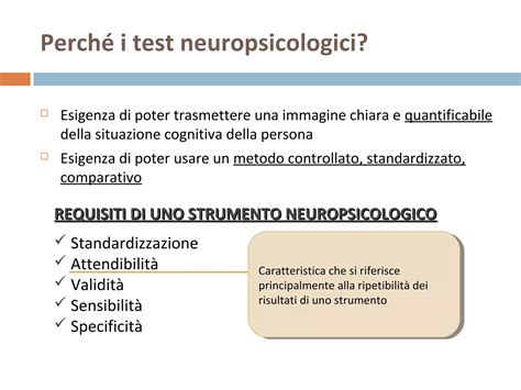 Esempio di una batteria di test neuropsicologici utilizzati per valutare le funzioni cognitive.