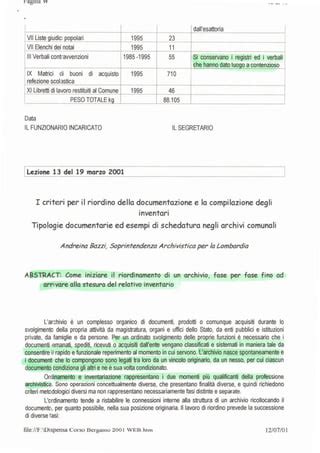 Schema che illustra le tipologie documentarie presenti negli archivi delle IPAB