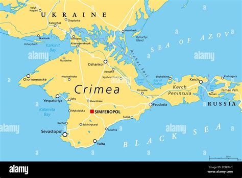 Mappa della penisola di Crimea con i principali luoghi di scontro
