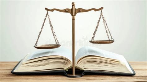 Un libro aperto con simboli di legge e un bastone della giustizia
