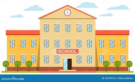 Illustrazione di un edificio scolastico con studenti che entrano.