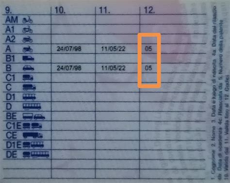Infografica con codici di adattamento per patenti speciali