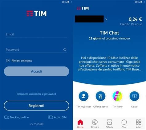 Screenshot dell'interfaccia della chat di assistenza TIM sull'app MyTIM