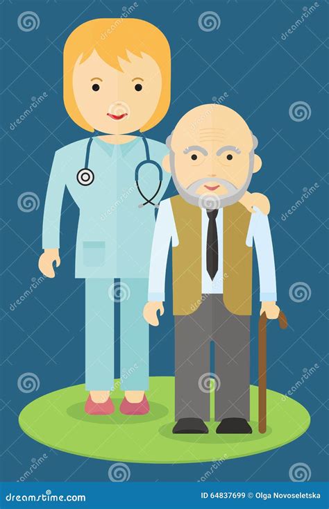 Illustrazione di un assistente che aiuta un anziano nelle attività quotidiane in casa.