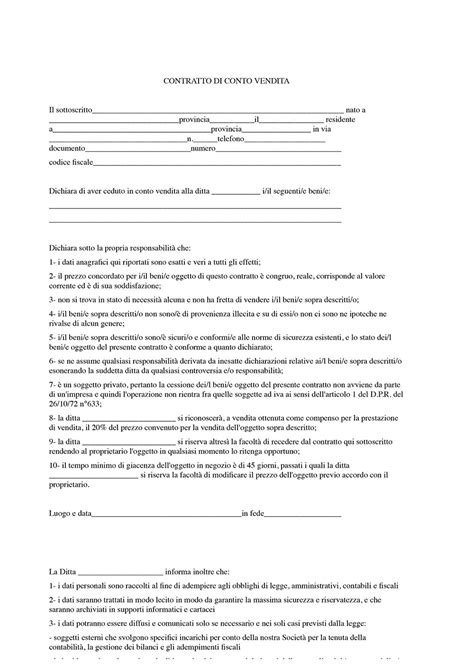 contratto di conto vendita auto