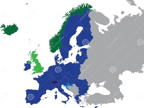 Mappa dell'Europa con evidenziati i confini dello Spazio Economico Europeo