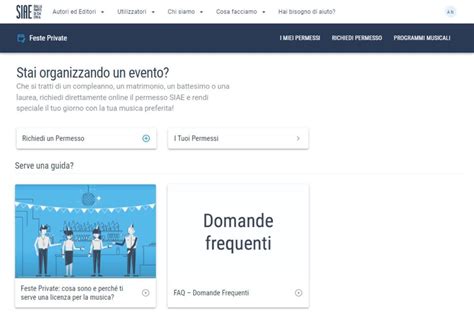 Schermata del Portale Organizzatori Professionali SIAE