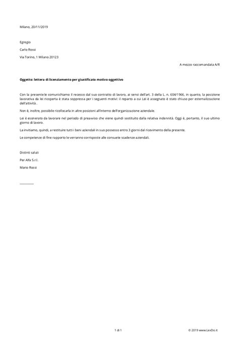 Lettera di licenziamento