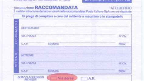 Raccomandata con ricevuta di ritorno