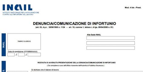 Diagramma che illustra i passaggi di una denuncia di infortunio INAIL