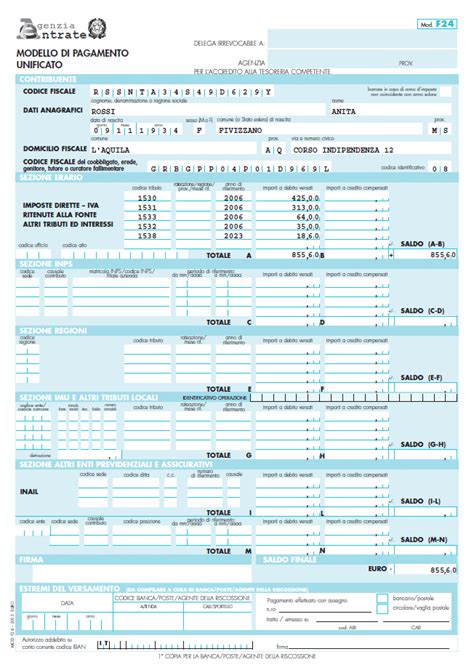 modello F24 compilato