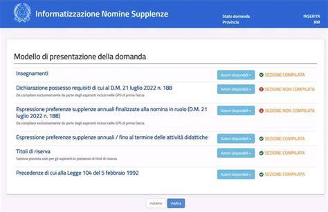Screenshot della procedura web per la presentazione dell'istanza