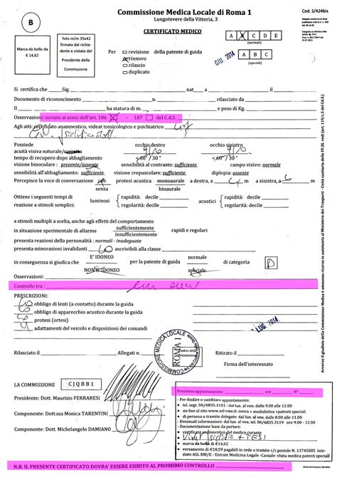 Commissione Medica Locale che valuta un paziente per la patente