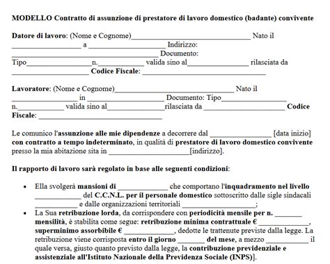 Documenti e contratto di lavoro per badante