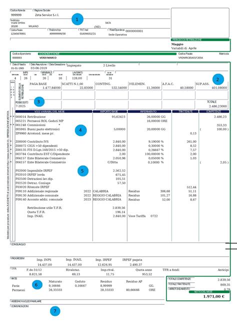 Dettaglio retribuzione in busta paga