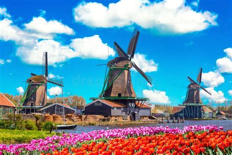 Paesaggio olandese con mulini a vento