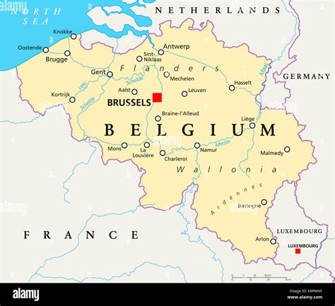 Mappa del Belgio con Bruxelles