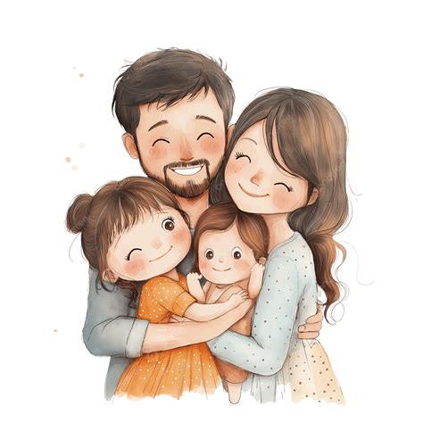 Rappresentazione grafica di una famiglia felice e supportata