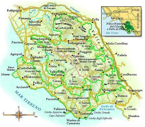 Mappa del Cilento con i principali punti di interesse turistico