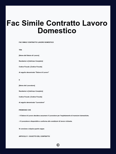 Contratto di lavoro domestico