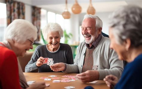 Anziani che giocano a carte in un salotto