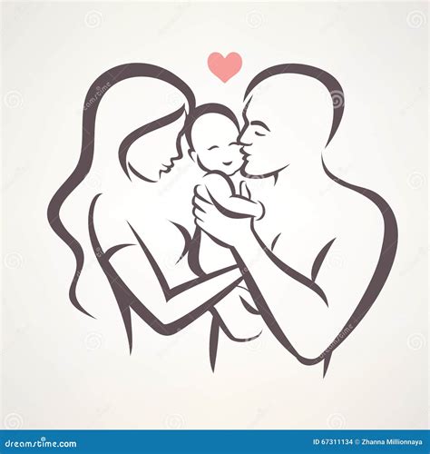 Illustrazione simbolica di una famiglia con un neonato