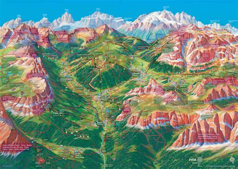 Mappa dell'Alta Badia che mostra la posizione di San Cassiano e le principali attrazioni