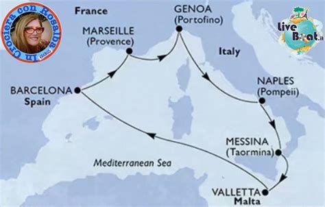 Mappa del Mediterraneo con itinerari MSC Crociere