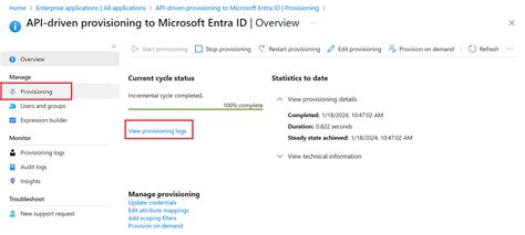 Schermata di esempio dei log di provisioning con evidenziato un errore