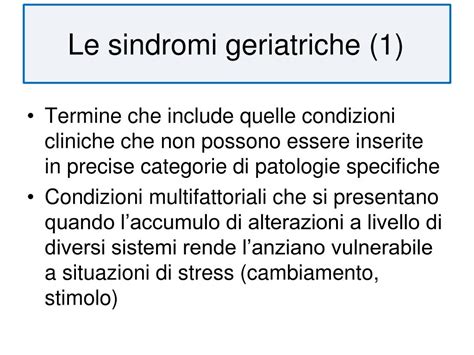 Diagramma che illustra le sindromi geriatriche comuni