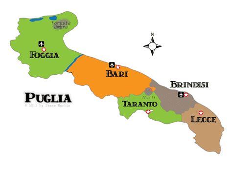 Map of Puglia highlighting Lecce