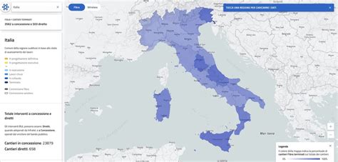 Mappa che illustra la copertura nazionale di un servizio di trasporto sanitario